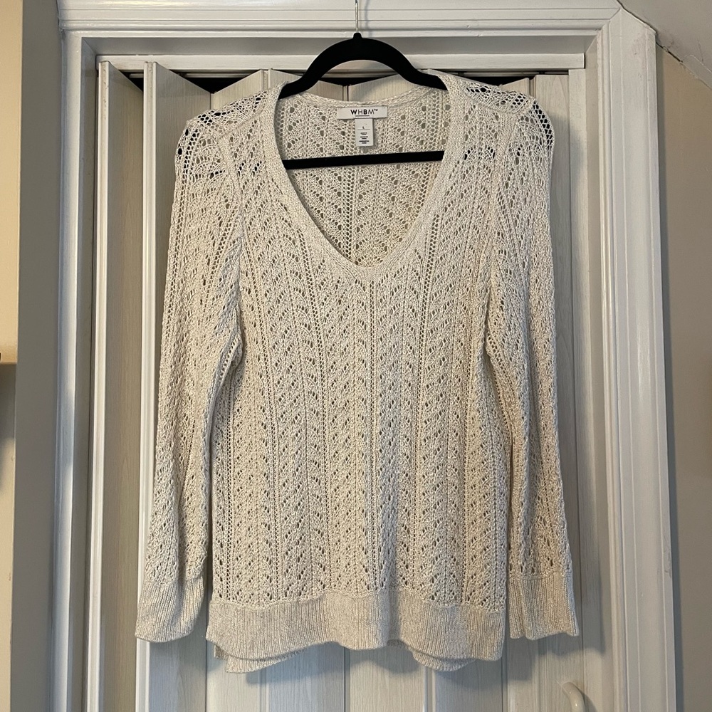 White House Black Market V Neck Crotched Sweater